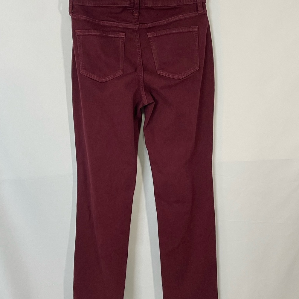 Women’s 4 NYDJ Maroon Pants Straight Leg Lifting Tuck Contouring Denim Jeans - Picture 4 of 13